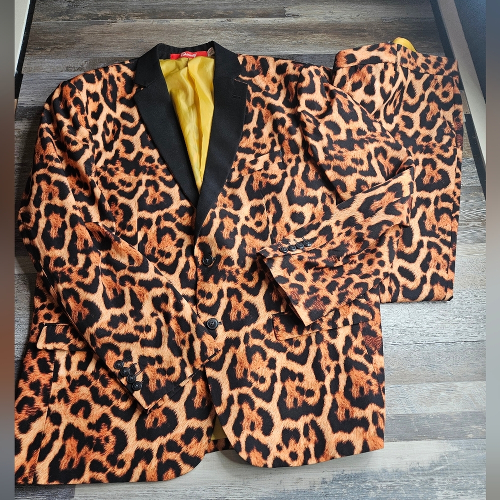 Shinesty The Fastest Finishers Leopard Print Suit Jacket 50 Pants 38x35 - Picture 5 of 9
